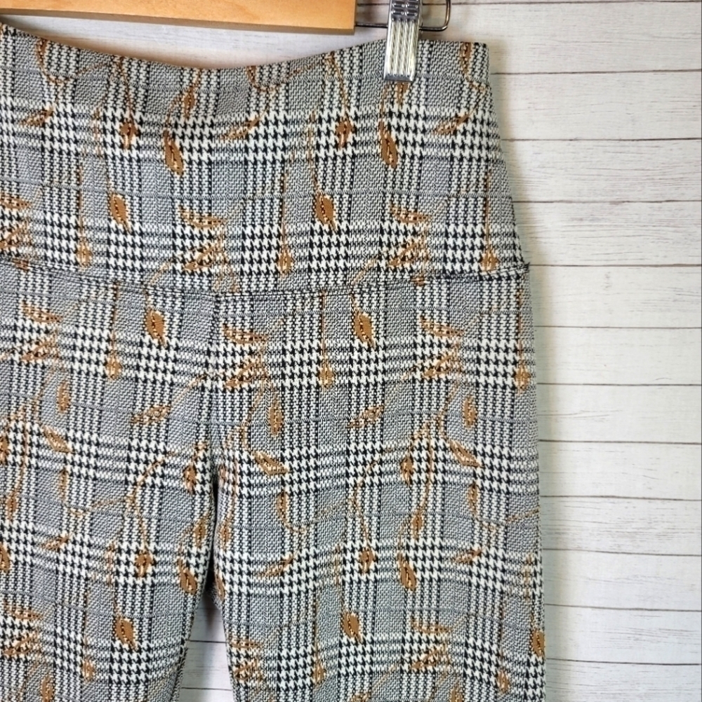 LYSSE PLAID LEGGINGS W GOLD LEAF PRINT DESIGN, SZ SMALL - Picture 3 of 12